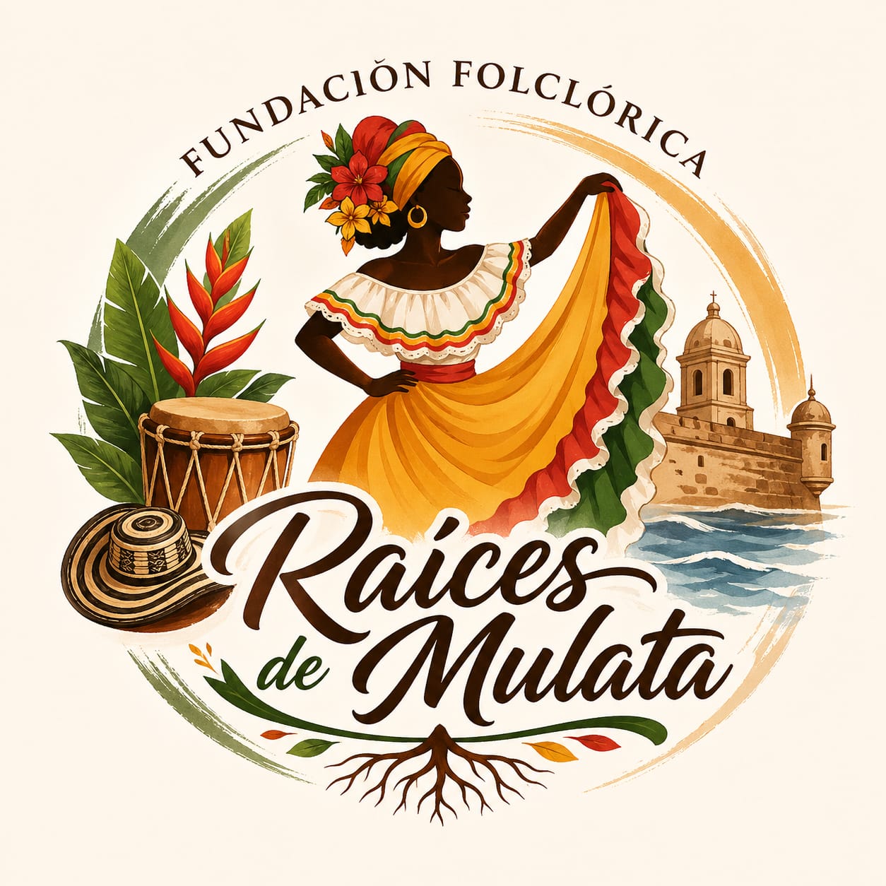 Grupo de folclore colombiano Raíces de Mulata en actuación de danza tradicional